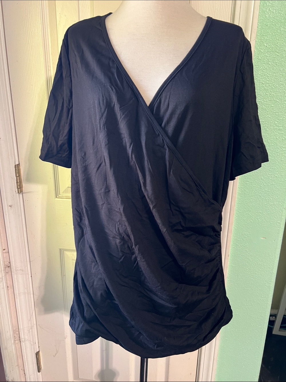 BloomChic Black Wrap-Style V-Neck Top